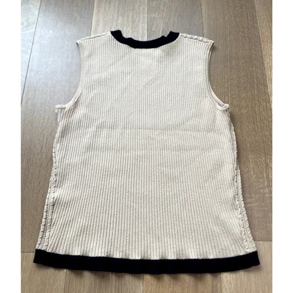 Croft & Barrow Cream and Black Contrast Textured Sweater Vest size Large - Picture 4 of 5